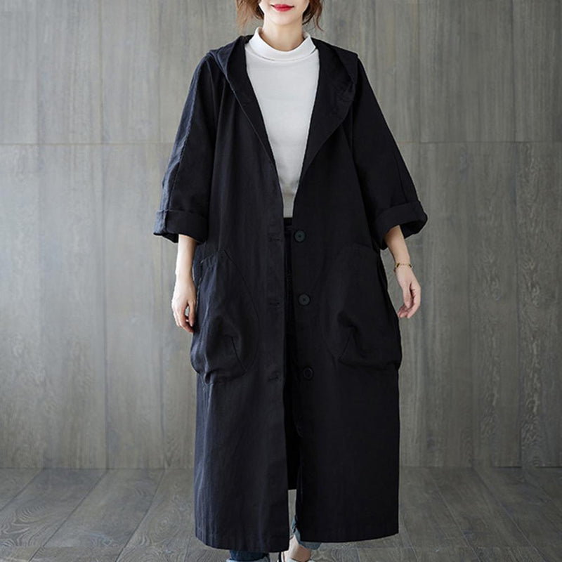 Otillie | Lockerer langer Trenchcoat mit Fronttasche