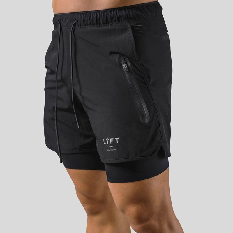 Jesse | Doppellagige, schnell trocknende Fitness/Sport-Shorts