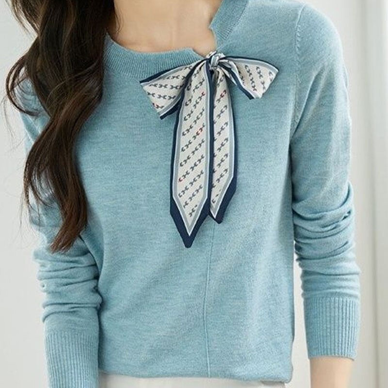 Mia | Elegante Strickbluse mit langen Ärmeln und Schleifendetail