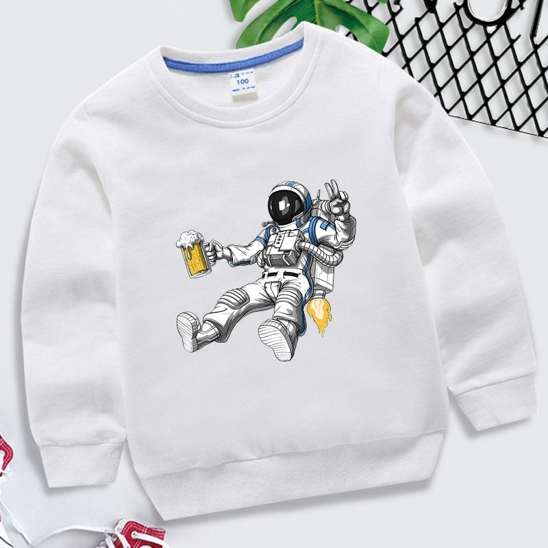 Caspar | Jungen/Mädchen Astronaut Druck feste Farbe Sweatshirt
