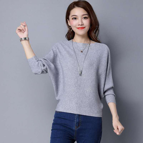 Nova | Lässiger gestrickter Pullover mit Fledermausärmeln