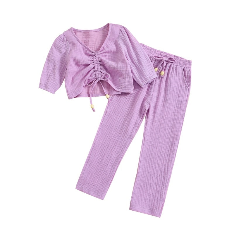 Hedwig | Mädchen Trendy Drawstring Top und Hosen Set