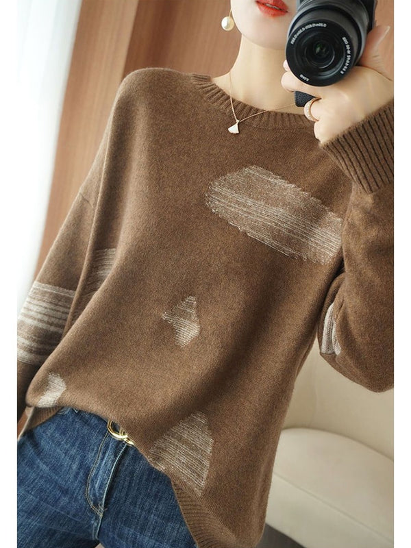 Bo | Koreanischer lässiger einfacher Patchwork-Pullover