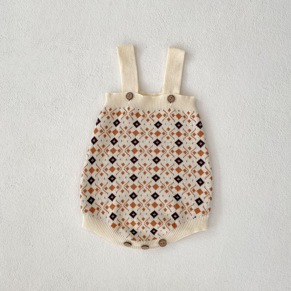Lili | Baby Girl Diamond Print gestrickter Mantel und Bodysuit Set