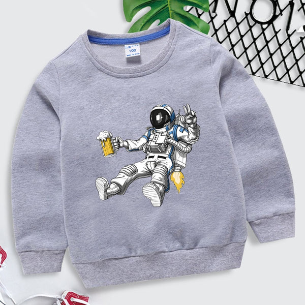Caspar | Jungen/Mädchen Astronaut Druck feste Farbe Sweatshirt