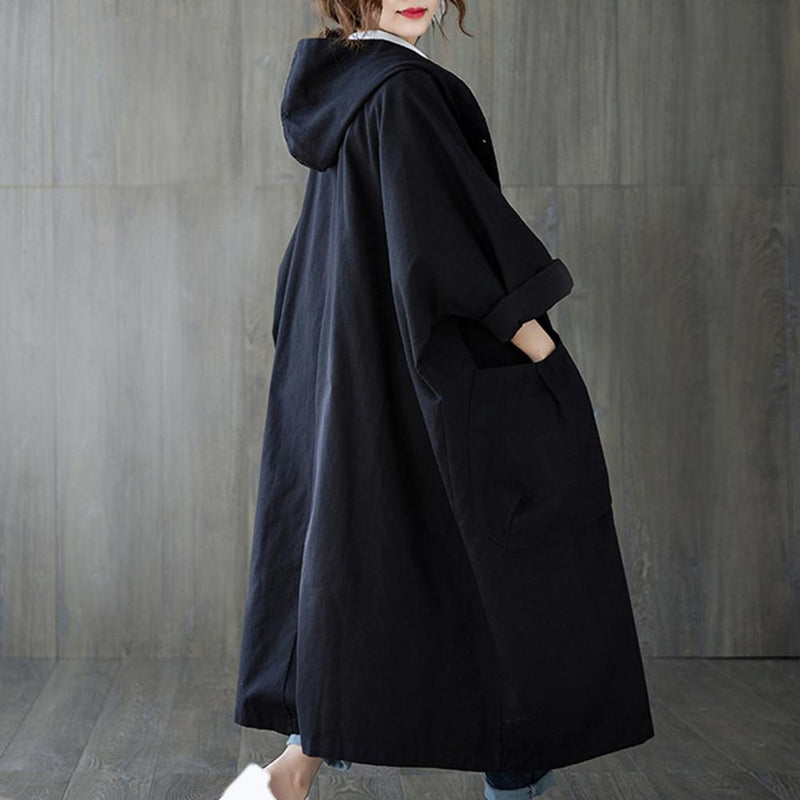 Otillie | Lockerer langer Trenchcoat mit Fronttasche