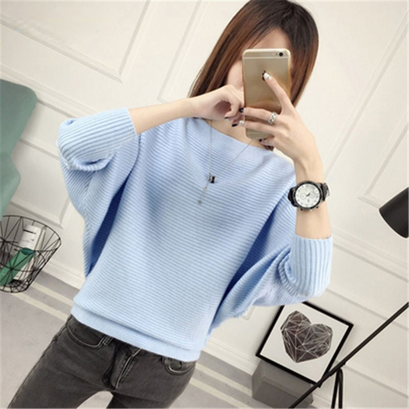 Nova | Lässiger gestrickter Pullover mit Fledermausärmeln