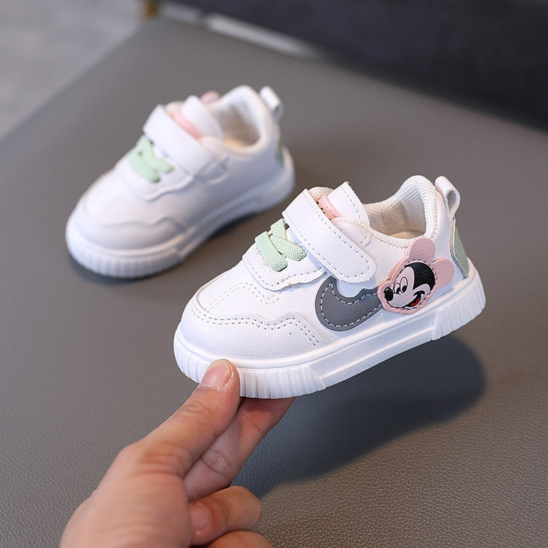 Armin | Baby Girl/Boy White Mickey Lauflernschuhe