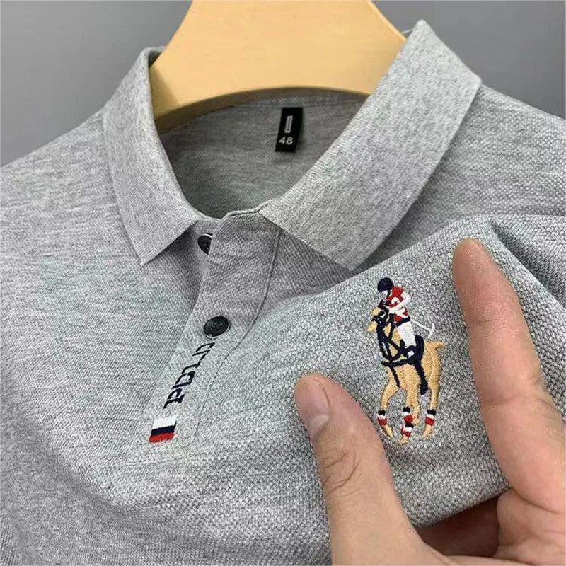James | Büro-Poloshirt aus Baumwolle mit gesticktem Detail