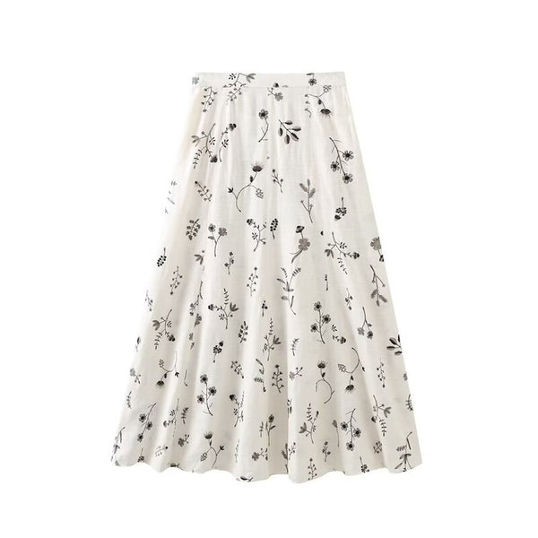 Milou | Bestickter floraler knöchellanger Rock mit hoher Taille