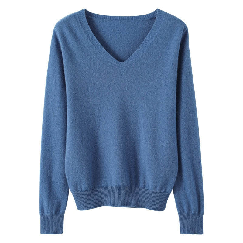 Fleur | Minimalistischer Pullover mit V-Ausschnitt aus leichtem Strick