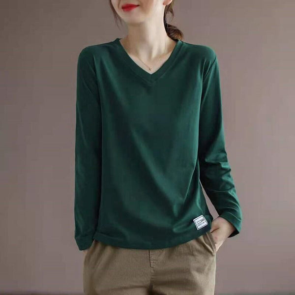 Yara | Lockerer V-Ausschnitt Einfacher Pullover