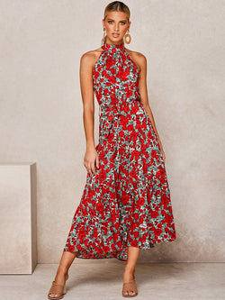 Diana | Sexy bedrucktes Maxikleid mit Halfter
