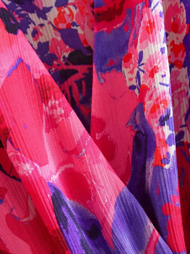 Hannah | Florales Minikleid mit V-Ausschnitt und Rüschen