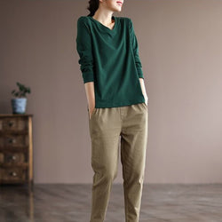 Yara | Lockerer V-Ausschnitt Einfacher Pullover