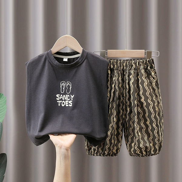 Ric | Baby Boy Small Pantoffel Druck Shirt und Hose Set