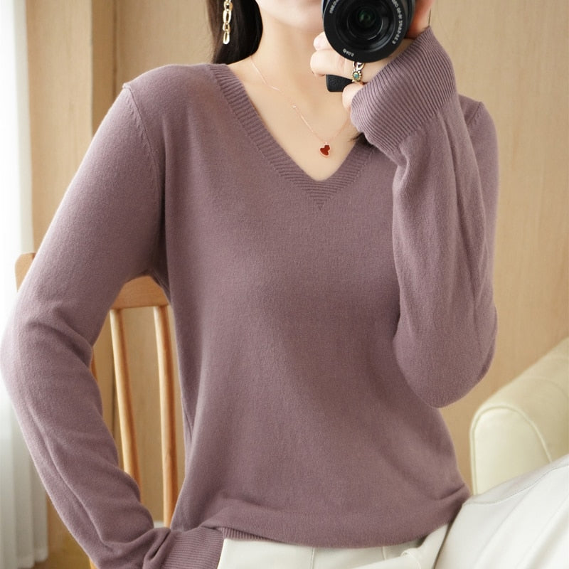 Maud | Leichter Strickpullover mit V-Ausschnitt Casual Pullover