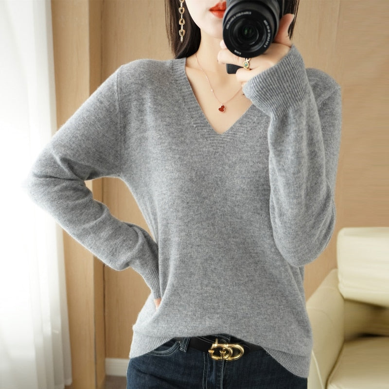 Maud | Leichter Strickpullover mit V-Ausschnitt Casual Pullover
