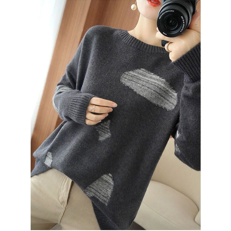 Bo | Koreanischer lässiger einfacher Patchwork-Pullover