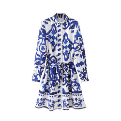 Isa | National Wind Totem Print Langärmeliges Minikleid
