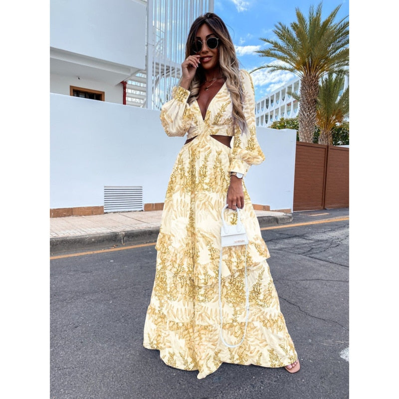Feline | Sexy Lantern Sleeve Maxi Cover Up Strandkleid