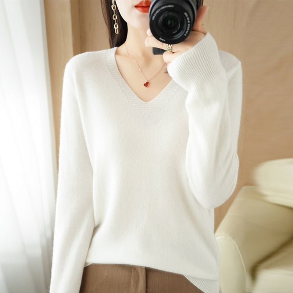 Maud | Leichter Strickpullover mit V-Ausschnitt Casual Pullover