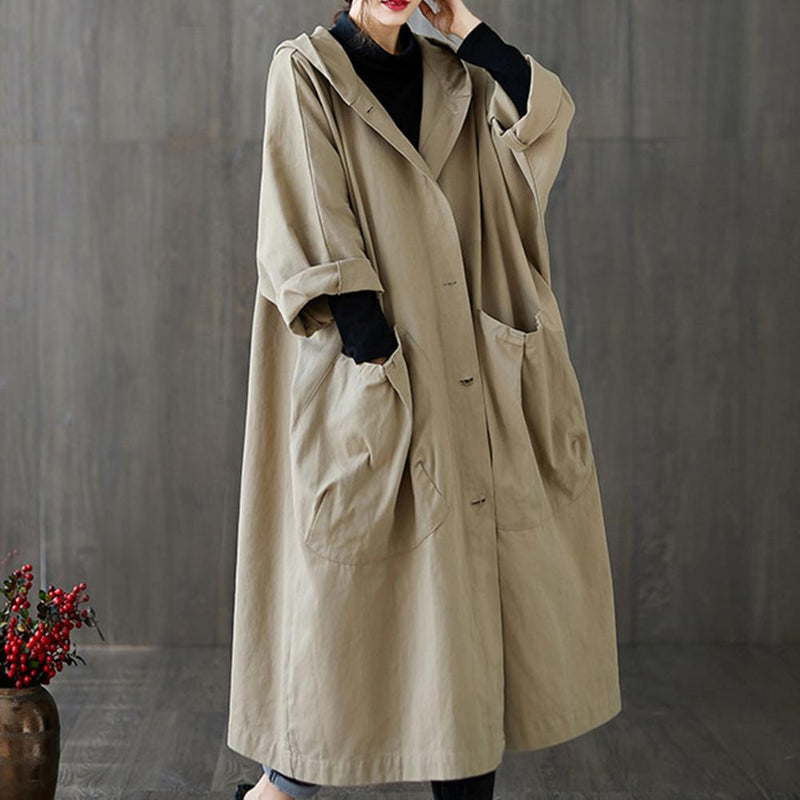Otillie | Lockerer langer Trenchcoat mit Fronttasche