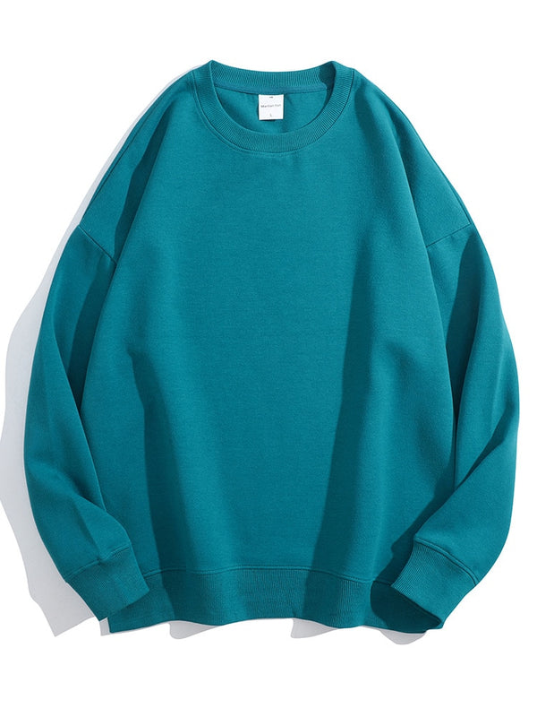 Dorothea | Einfarbiges Sweatshirt mit losem O-Ausschnitt aus Baumwolle