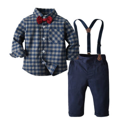 Yvo | Jungen Fliege Kariertes Hemd und Hose Set