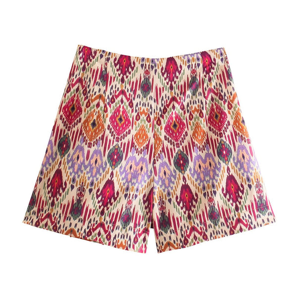 Lina | Asymmetrischer Druck Knoten Hohe Taille Rock Kurz