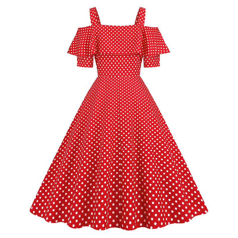 Arwen | Vintage Polka Dot Abend Party Maxikleid