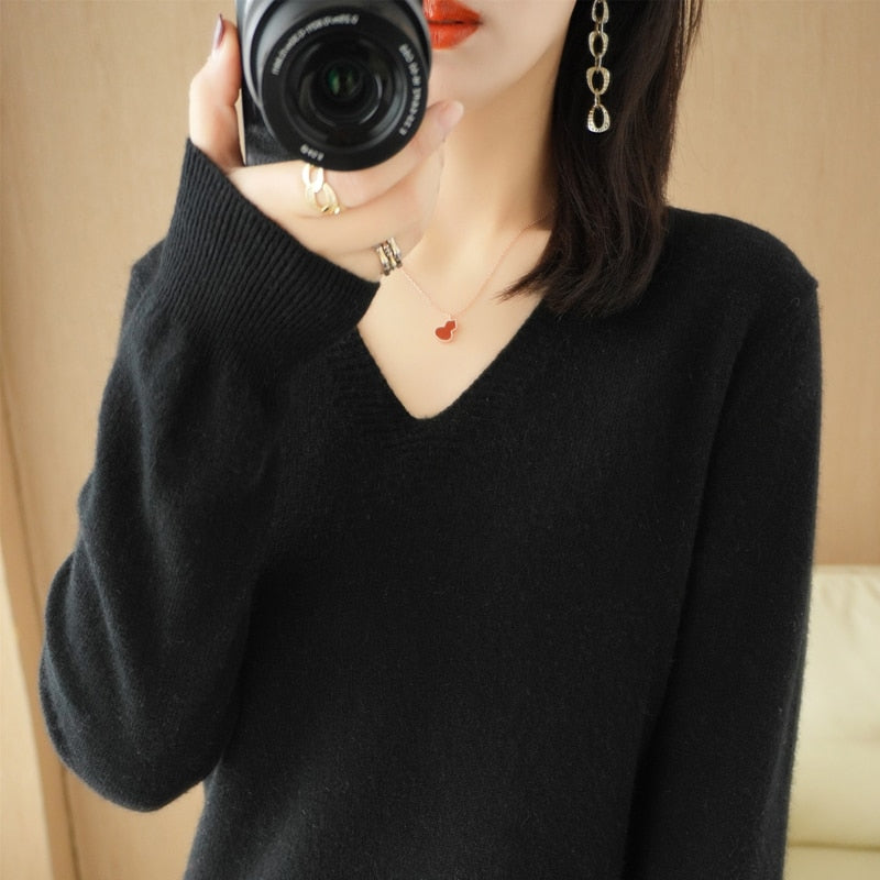 Maud | Leichter Strickpullover mit V-Ausschnitt Casual Pullover