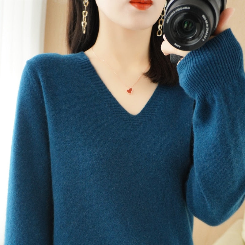 Maud | Leichter Strickpullover mit V-Ausschnitt Casual Pullover