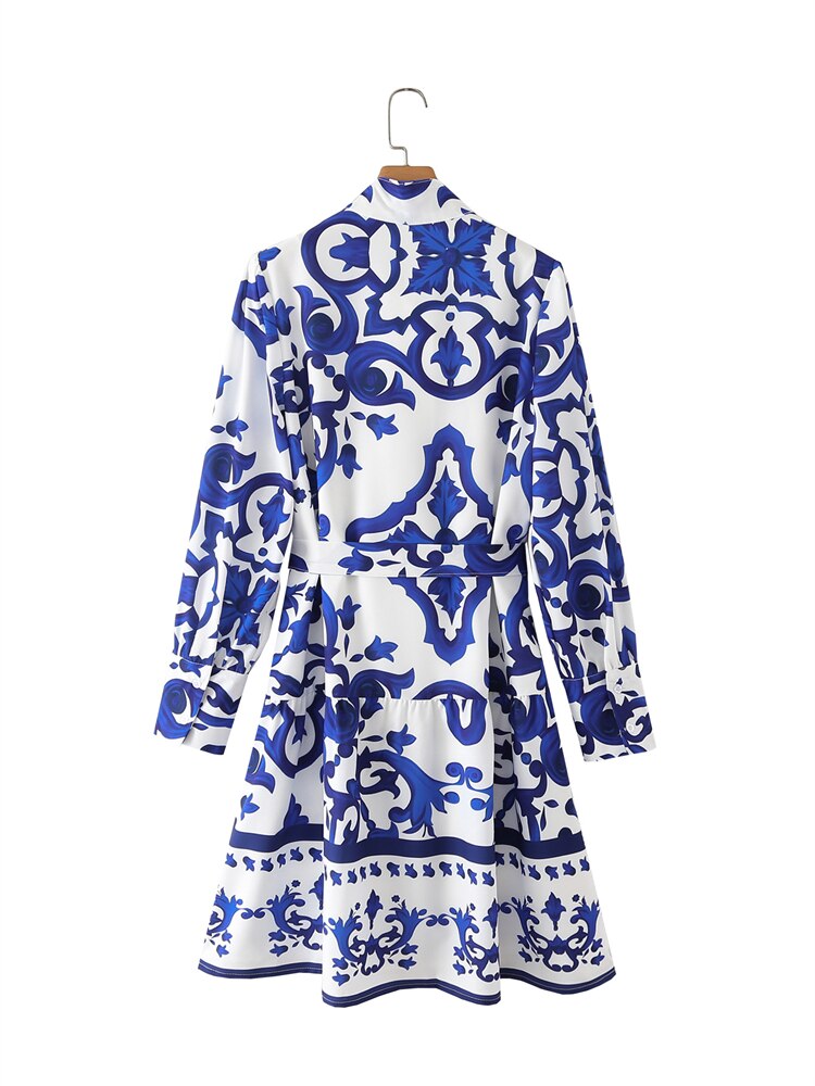 Isa | National Wind Totem Print Langärmeliges Minikleid