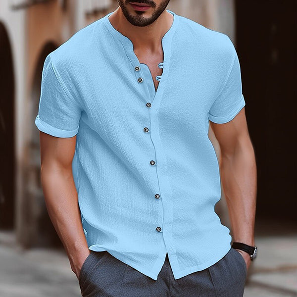 David | Retro Style Mock Neck Lose Shirt