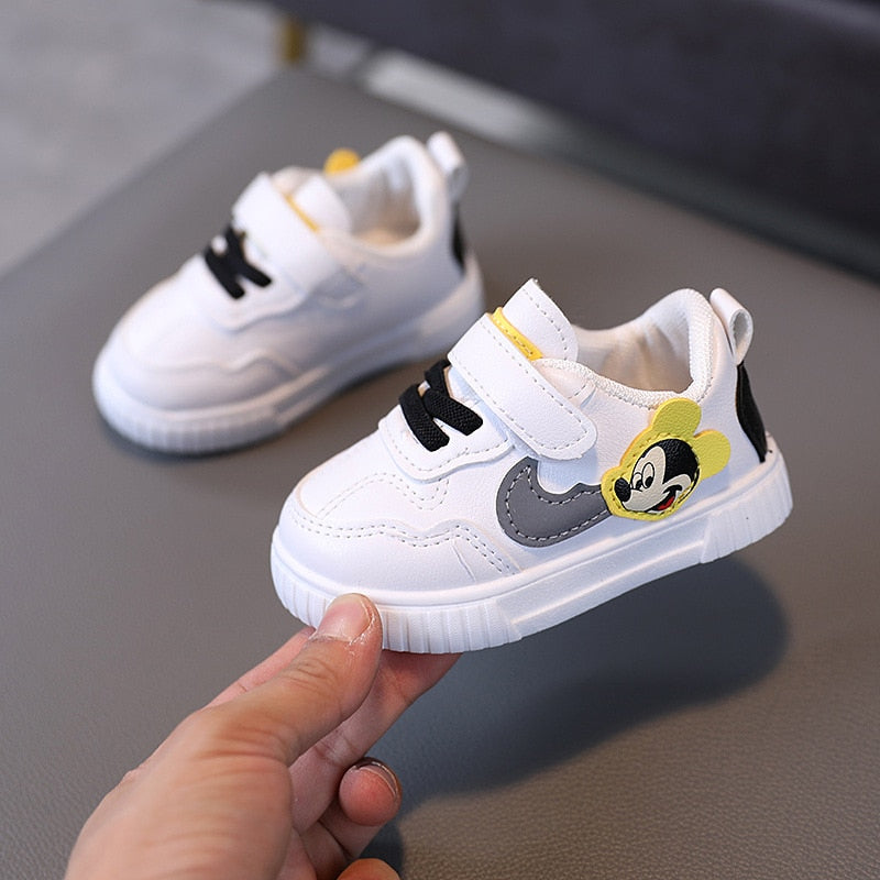 Armin | Baby Girl/Boy White Mickey Lauflernschuhe
