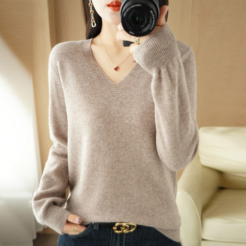 Maud | Leichter Strickpullover mit V-Ausschnitt Casual Pullover
