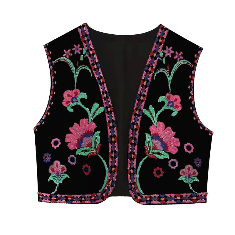 Fien | Vintage Floral bestickte Weste