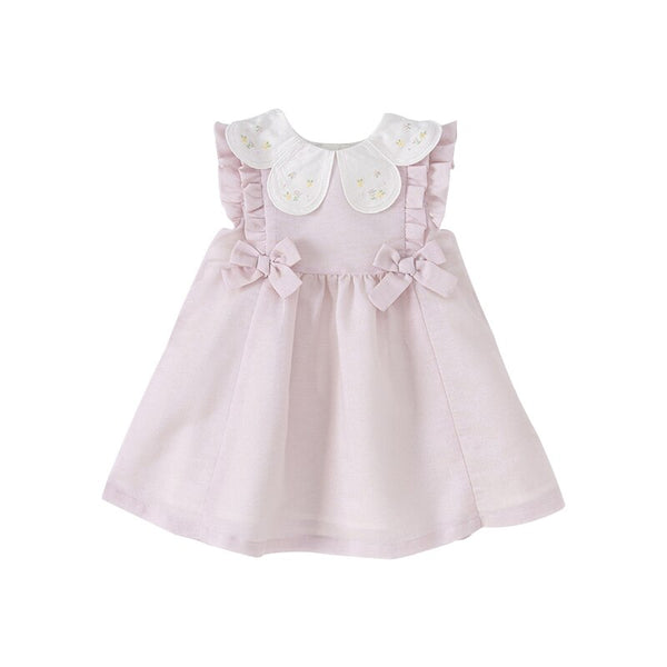 Daniela | Baby Girl Bow Floral besticktes Kleid