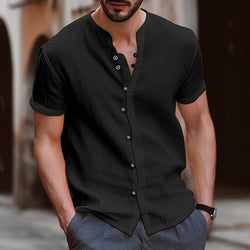 David | Retro Style Mock Neck Lose Shirt