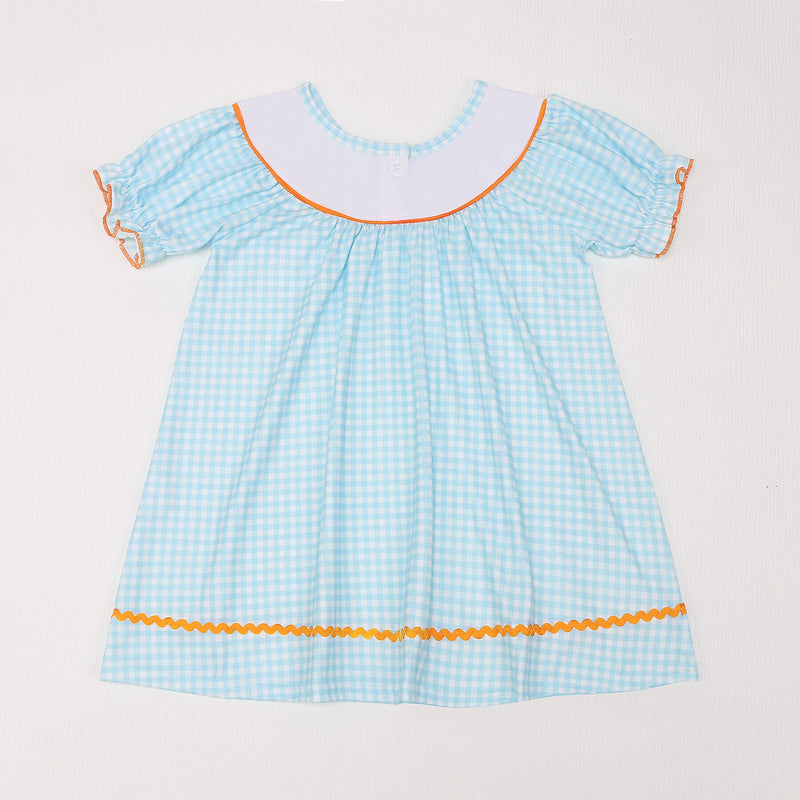 Katja | Baby Girl Kürbis besticktes Kleid mit Salatärmeln