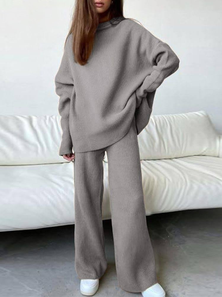 Tamsin | Langärmeliger Strickpullover und weite Hose im Set