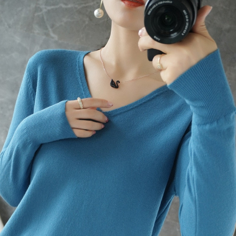 Nina | Kaschmir-Pullover mit V-Ausschnitt