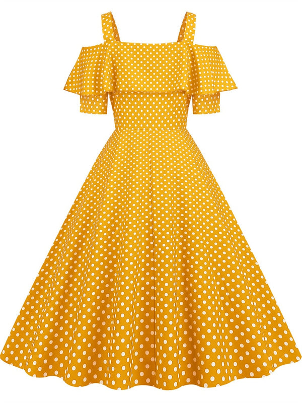 Arwen | Vintage Polka Dot Abend Party Maxikleid