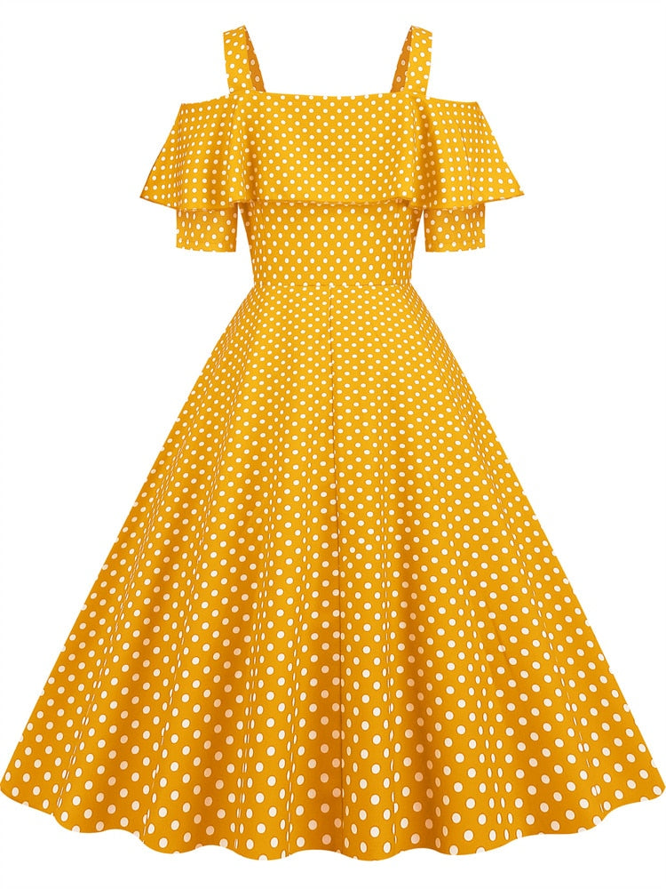Arwen | Vintage Polka Dot Abend Party Maxikleid