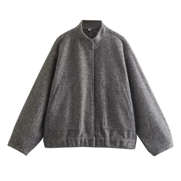 Tess | Einfarbige Jacke mit Reißverschluss in lockerer Passform