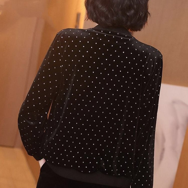 Saar | Elegante schwarze bedruckte Strickjacke mit Reißverschluss
