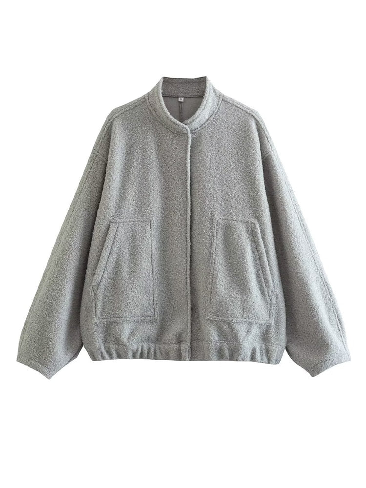 Tess | Einfarbige Jacke mit Reißverschluss in lockerer Passform