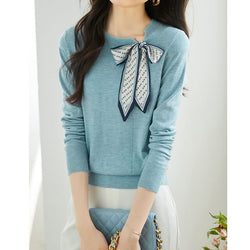Mia | Elegante Strickbluse mit langen Ärmeln und Schleifendetail
