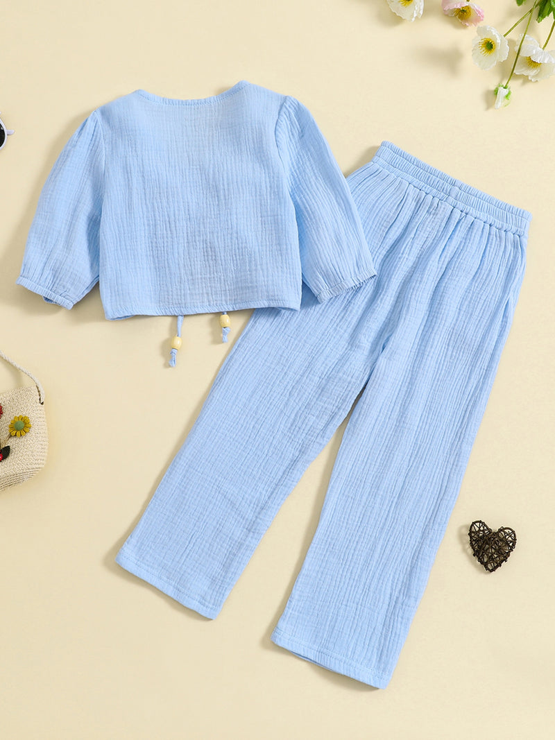Hedwig | Mädchen Trendy Drawstring Top und Hosen Set